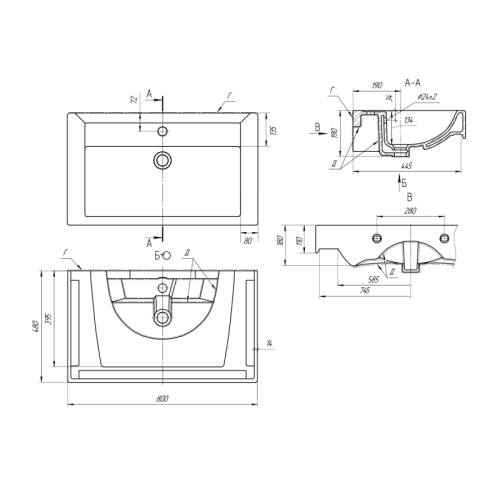 Схема, встраиваемые (в столешницу), пристенные - фото 3
