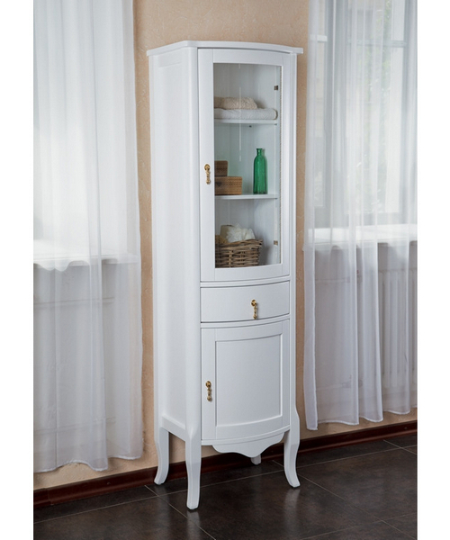 Шкаф-пенал, петли справа, стекло прозрачное, La Beaute Nora CNO.Dx