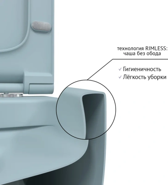 Унитаз подвесной BERGES Ego матовый голубой - фото 4