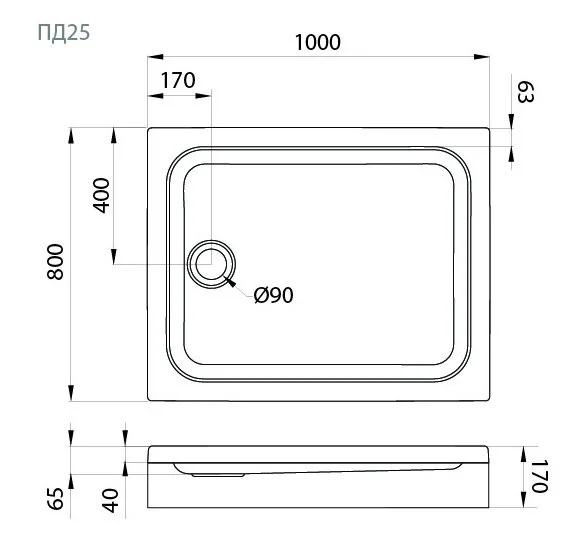 Душевой поддон Triton 100x80 см прямоугольный - фото 2