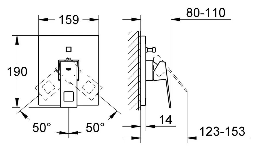 Смеситель для ванны Grohe Eurocube 19896000, для ванны - фото 2