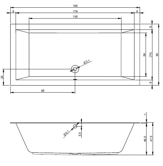 Ванна гидромассажная Riho Lugo 190 x 90 см, AIR2 - фото 2