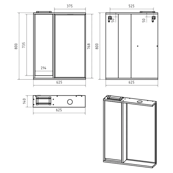 Зеркальный шкаф с подсветкой Brevita Balaton 65 см белый/серый, левый - фото 2