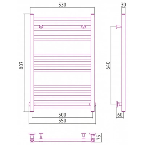 Полотенцесушитель водяной Сунержа Модус 50х80 см темный титан муар, современные, hi-tech - фото 2