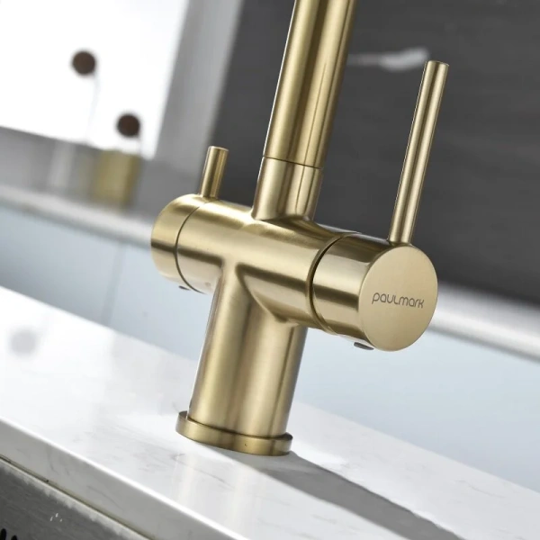 Смеситель для питьевой воды Paulmark Serpentine светлое брашированное золото, золото - фото 4