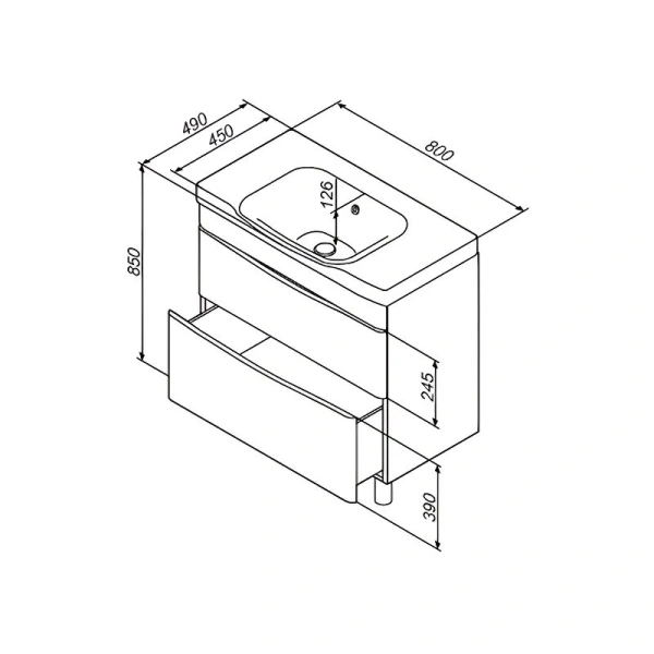 Тумба под раковину напольная AM.PM Like 80 см 2 ящика белый глянец - фото 2