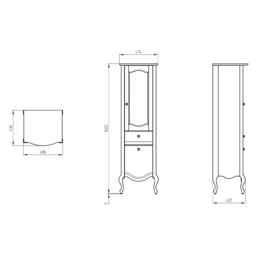 Шкаф-пенал напольный Migliore Impero 49 см Decape Sabbia, правый - фото 2