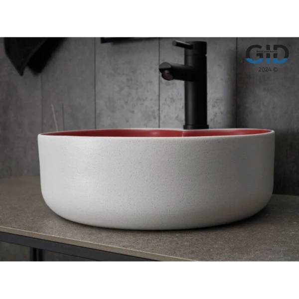 Раковина GID Esfera N9013LS 40 см красная/белый графит, одинарные, недорогие, с антигрязевым покрытием - фото 8