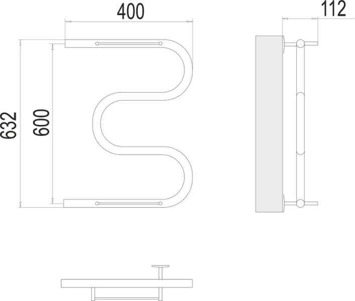 Полотенцесушитель водяной Terminus М-образный 40х60 см с полкой - фото 2