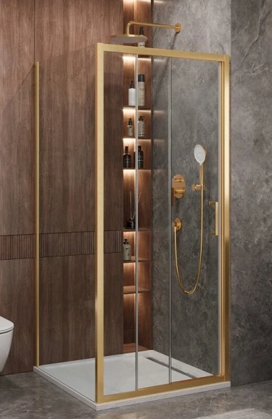 Душевой уголок Cezares Molveno 100х90 см стекло прозрачное профиль золото - фото 1