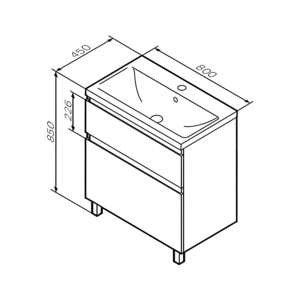 Тумба под раковину напольная Am.Pm X-Joy 80 см белый глянец, в наличии - фото 2