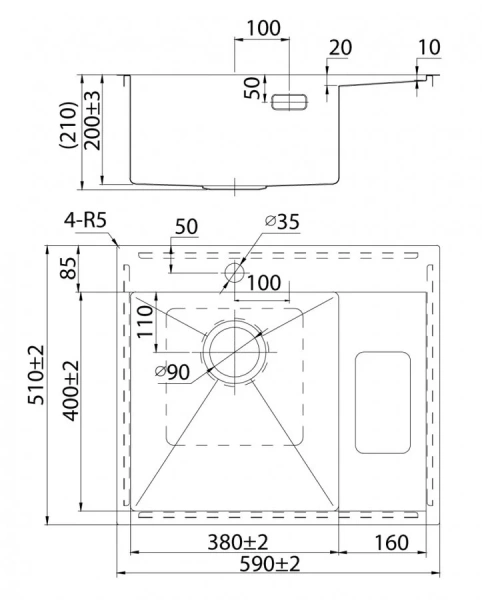 Мойка для кухни IDDIS Haze 59 см чаша справа - фото 2