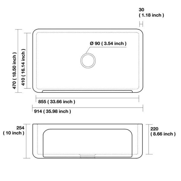 Мойка для кухни Kerasan Hannah 90 см белая - фото 2