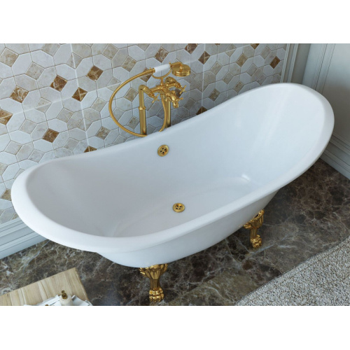 Ванна из литьевого мрамора Эстет Скарлетт 180x77 см белая матовая, овальные - фото 5