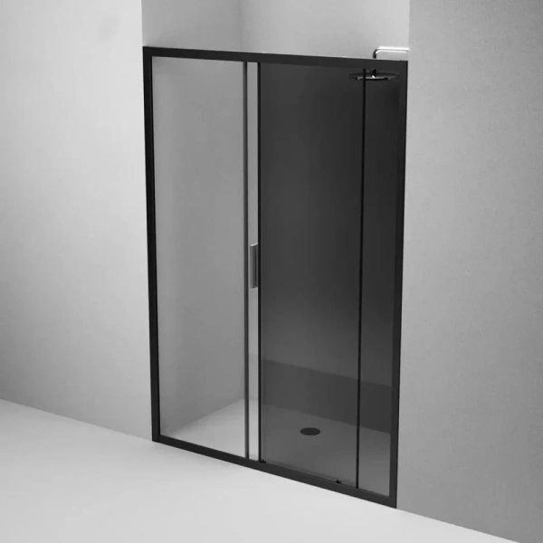Душевая дверь в нишу AM.PM Gem Solo 140 см профиль черный стекло тонированное, в наличии - фото 8