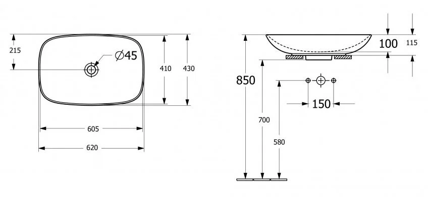 Раковина Villeroy & Boch Loop & Friends 63 см накладная - фото 2