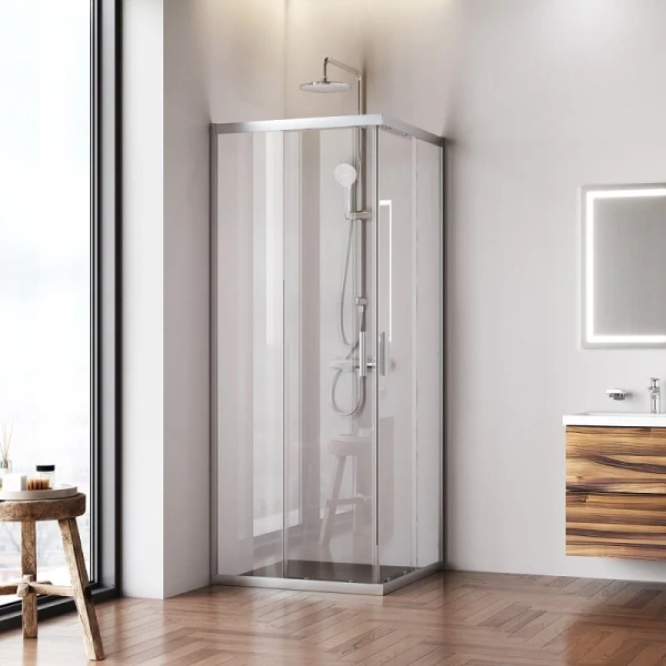 Душевой уголок Am.Pm Gem 80x80 см профиль хром матовый - фото 4