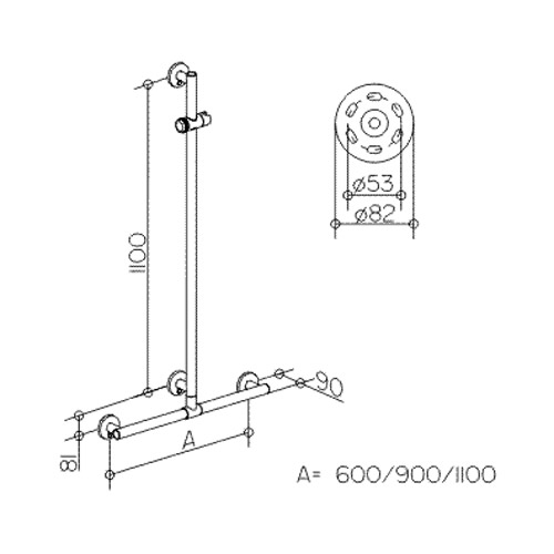 Поручень со штангой для душа Keuco Plan 34914 99см - фото 2