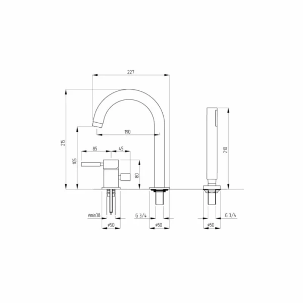 Смеситель для ванной Migliore Fortis ML.FRT-5302, для ванны - фото 2