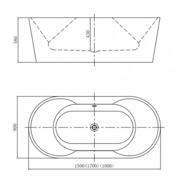 Ванна акриловая Bolu BL-326S/170, 170 x 80 см, слив-перелив в комплекте, белый - фото 2