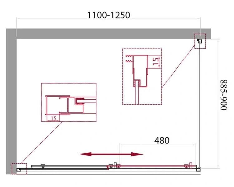 Душевой уголок BelBagno Unique 125х90 см стекло рифленое - фото 2