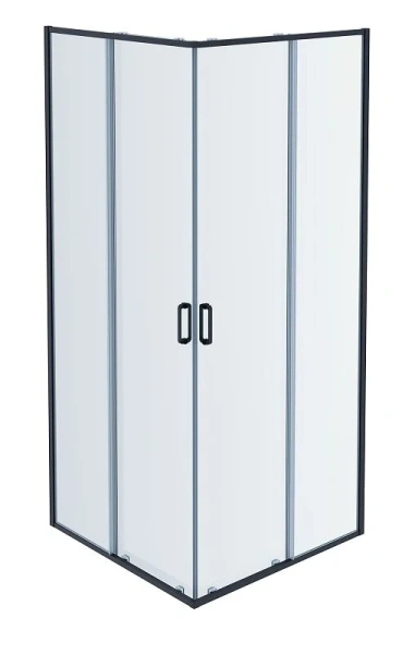 Душевой уголок Акватек 90x90 см профиль черный матовый - фото 1