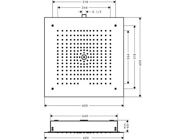 Верхний душ Hansgrohe Raindance Е 1 jet 40х40 см 26253000, хром - фото 2