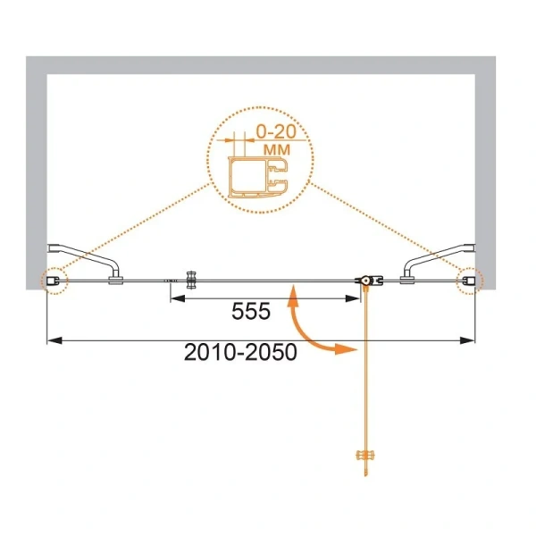 Душевая дверь Cezares ELENA-W-B-13-90+60/60-C-Cr 205 см профиль хром - фото 2