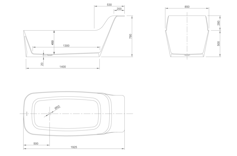 Ванна из искусственного камня Knief Pride 0600-070-01 192,5 х 85 х 78/50 см, искусственный камень - фото 2
