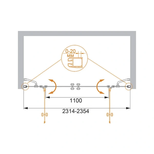 Душевая дверь Cezares Elena 235 см стекло рифленое - фото 2