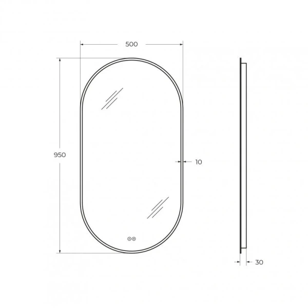 Зеркало с подсветкой Cezares 50 см с сенсорным выключателем, в наличии - фото 2
