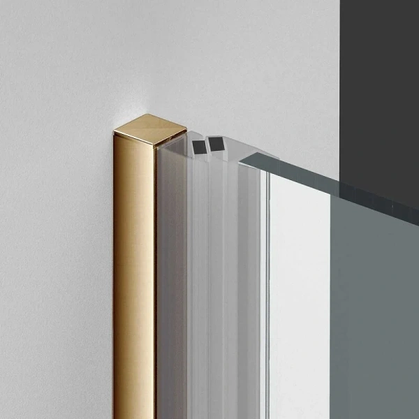 Душевая дверь в нишу Vincea Alpha 90 см профиль брашированное золото стекло прозрачное - фото 3