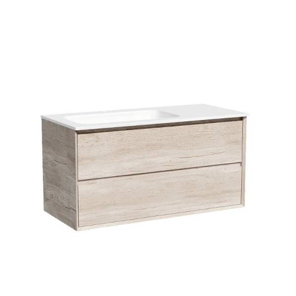 Тумба под раковину подвесная Sancos Marmi 2.0 100 см левая дуб галифакс натуральный - фото 1