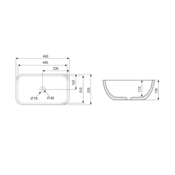 Раковина Abber Rechteck 46 см белая матовая, современные, hi-tech - фото 2
