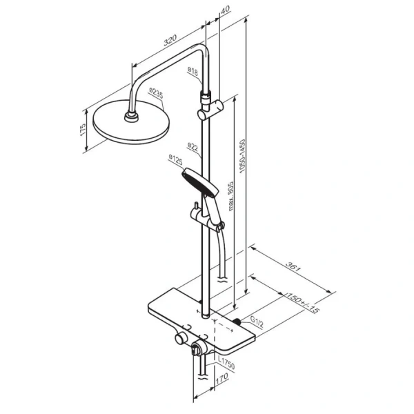 Душевая стойка Damixa Apollo 947760 термостатический смеситель - фото 2