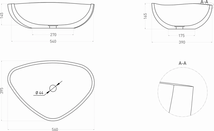 Раковина Salini Gloria 06 56 см белый матовый, в форме чаши - фото 5