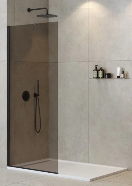 Душевая перегородка Cezares Liberta 90 см профиль черный стекло бронза - фото 1