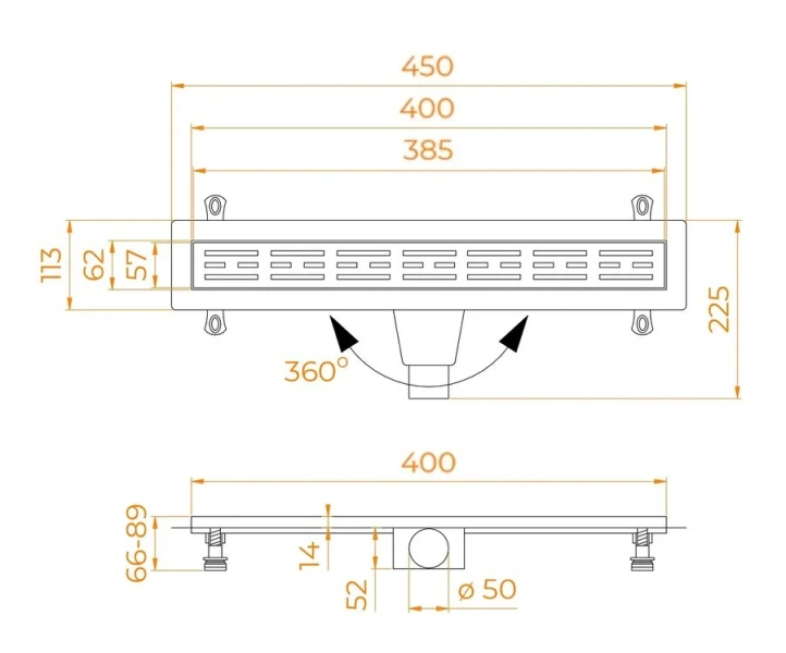 Душевой лоток RGW Drain Leo 40 см золото - фото 2