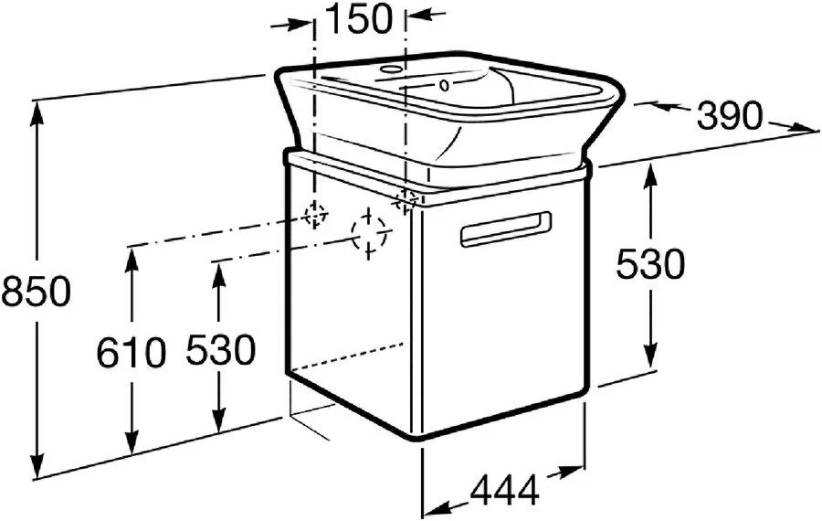 Тумба под раковину подвесная Roca The Gap 45 см фиолетовая, нет в наличии - фото 2