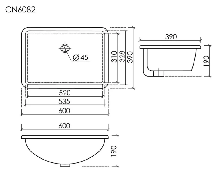 Раковина Ceramica Nova Era 60 см встраиваемая - фото 2