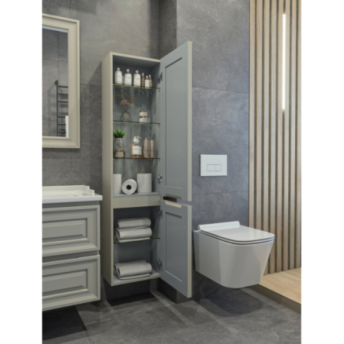 Шкаф-пенал подвесной Caprigo Ponza 40 см серый, левый - фото 2