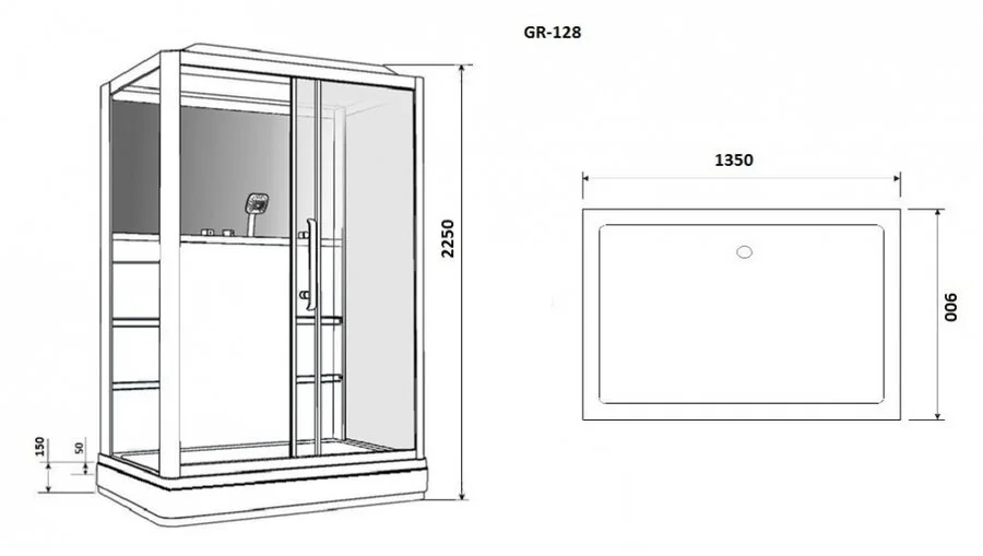 Душевая кабина Grossman 135x90 см левосторонняя, прямоугольные - фото 2
