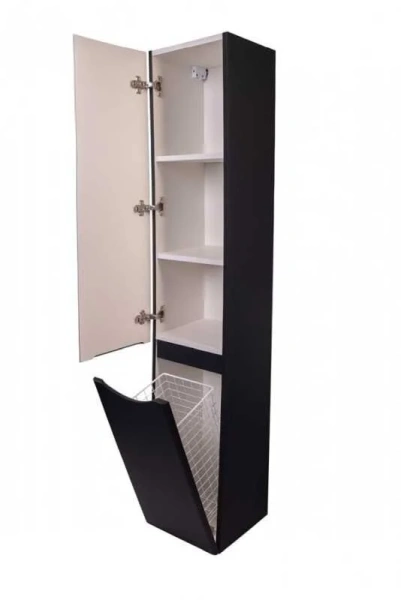 Шкаф-пенал Style Line Бергамо 30 см правый, черный, пристенные, высокие - фото 6