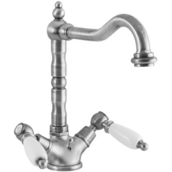 Смеситель для раковины Caprigo Adria-Classic 03-025-crm, с донным клапаном, цвет хром, ручки белые - фото 1