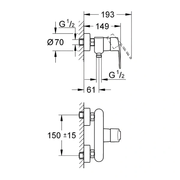 Смеситель для душа Grohe Eurostyle Cosmopolitan 33590002 - фото 2