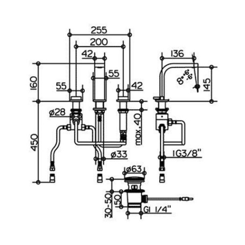 Смеситель для раковины на три отверстия, Keuco Edition 11 51115 010000 - фото 3