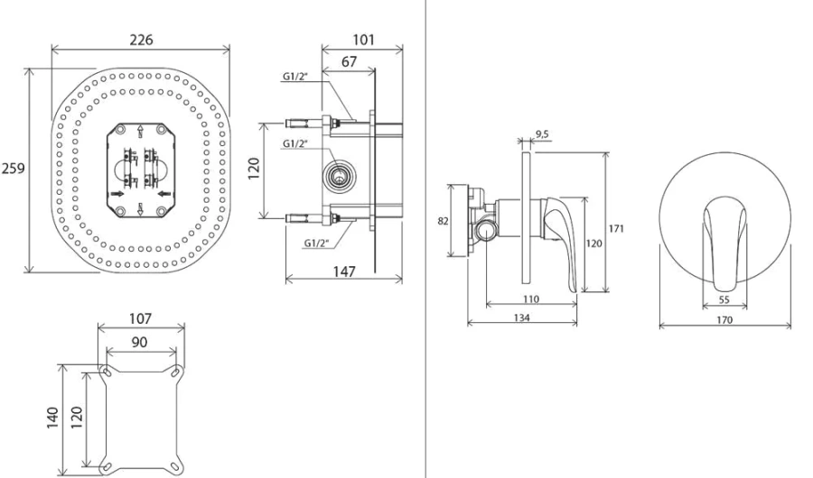 Смеситель скрытого монтажа без переключателя Ravak Rosa RS 066.00 X070049, недорогие, округлая форма - фото 5