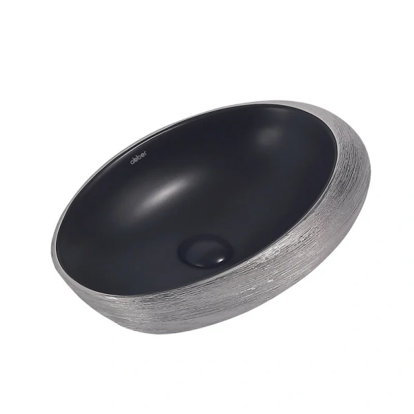Раковина Abber Bequem 49 см черная матовая с серебром, другие - фото 4