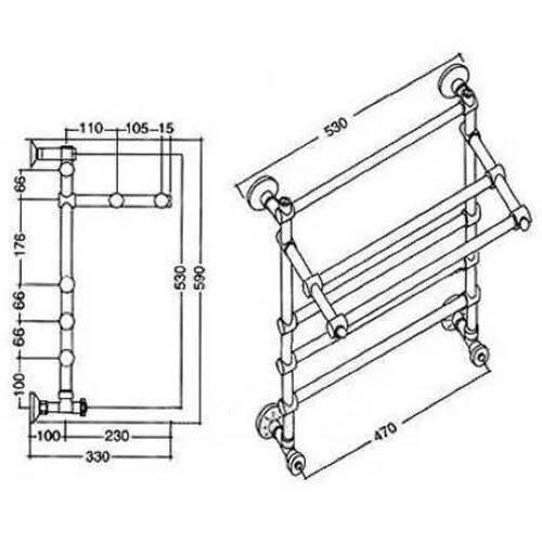 Полотенцесушитель водяной цвет:бронза Margaroli 453 с полкой, с нижним подключением - фото 2