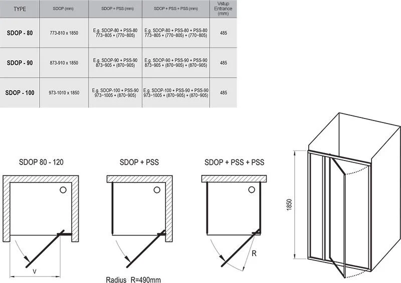 Душевая дверь Ravak Supernova SDOP 80, прозрачные, рифленые, матовые, узорчатые - фото 7